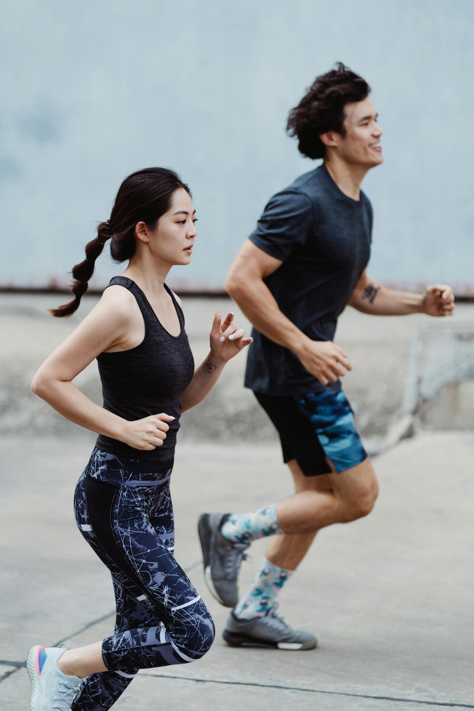 A Man and a Woman Jogging